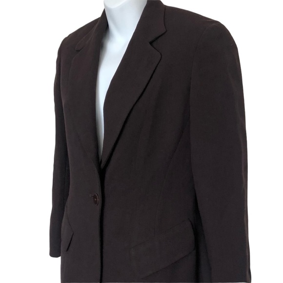 Donna Karan New York Chocolate Brown Wool Blazer Sz 4 - Picture 3 of 12